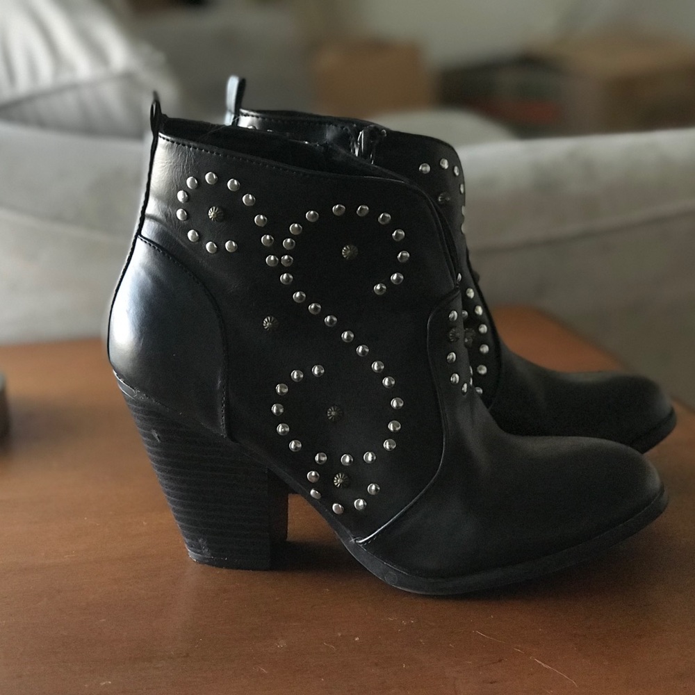 Women’s black studded ankle boots